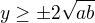 $y\ge \pm 2\sqrt{ab}$