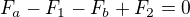 $F_{a}-F_{1}-F_{b}+F_{2}=0$