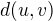 $d(u,v)$
