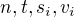 $n,t,s_i,v_i$