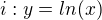 $i:y=ln(x)$