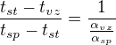 $\frac{t_{st}-t_{vz}}{t_{sp}-t_{st}}=\frac1{\frac{\alpha_{vz}}{\alpha _{sp}} }$