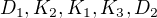 $D_1, K_2, K_1, K_3, D_2$