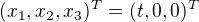 $(x_1, x_2, x_3)^T = (t, 0, 0)^T$