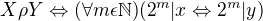 $X \rho Y \Leftrightarrow (\forall m \epsilon \mathbb N ) (2^m|x \Leftrightarrow 2^m|y)$