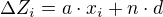 $\Delta Z_i= a\cdot x_i + n\cdot d$