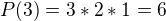 $P(3)=3*2*1=6$