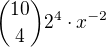 ${10 \choose 4}2^4\cdot x^{-2}$