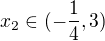 $ x_2 \in (-\frac14, 3) $
