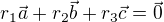 $r_1\vec a+r_2\vec b+r_3\vec c=\vec 0$