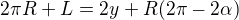 kopírovat do textarea $2\pi R + L = 2y + R(2\pi-2\alpha) $