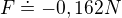 kopírovat do textarea $F\doteq -0,162 N$