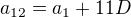 $a_{12}= a_{1} + 11D$