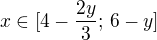 $x\in [4-\frac{2y}{3}; \,6-y]$