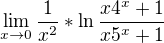 $\lim\limits_{x\to 0} \frac{1}{x^2}*\ln \frac{x4^x +1}{x5^x +1}$