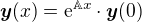 $\boldsymbol{y}(x) = \mathrm{e}^{\mathbb{A}x}\cdot\boldsymbol{y}(0)$