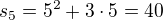 kopírovat do textarea $s_{5}=5^{2}+3\cdot 5=40$