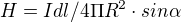 $H=Idl/4\Pi R^{2} \cdot sin\alpha $