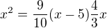 $x^2=\frac {9}{10}(x-5)\frac43x $