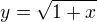 $y=\sqrt{1+x}$