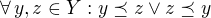 $\forall\, y,z\in Y:y\preceq z\lor z\preceq y$