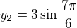 $y_2=3\sin\frac{7\pi}{6}$