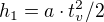 $h_{1}=a\cdot t_v^{2}/2$