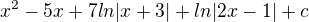 $x^{2}-5x+7ln|x+3|+ln|2x-1|+c$