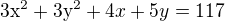 kopírovat do textarea $\mathrm{3x}^{2}+\mathrm{3y}^{2}+4x+5y=117$