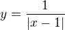 $y = \frac{1}{{|x-1|}}$
