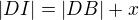 $|DI|=|DB|+x$