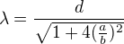 $\lambda=\frac{d}{\sqrt{1+4(\frac ab)^2}}$