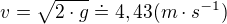 $v=\sqrt{2\cdot g}\doteq 4,43 (m\cdot s^{-1})$