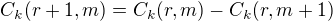 $C_{k}(r+1, m) = C_{k}(r, m) - C_{k}(r, m+1)$
