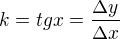 $ k = tg x = \frac{\Delta y}{\Delta x} $