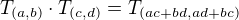 $T_{(a,b)}\cdot T_{(c,d)}=T_{(ac+bd, ad+bc)}$