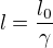 $l=\frac{l_0}\gamma$