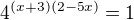 $4^{(x+3)(2-5x)}=1$