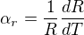 $\alpha _{r}=\frac{1}{R}\frac{dR}{dT}$