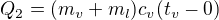 $Q_{2}=(m_{v}+m_{l})c_{v}(t_{v}-0)$