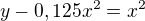 kopírovat do textarea $y-0,125x^{2}=x^{2}$