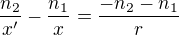 kopírovat do textarea $\frac{n_2}{x'} - \frac{n_1}{x} = \frac{-n_2-n_1}{r}$