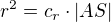 $r^2=c_r\cdot|AS|$