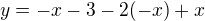 kopírovat do textarea $y=-x-3-2(-x)+x$