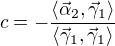 $c=-\frac{\langle\vec\alpha_2,\vec\gamma_1\rangle}{\langle\vec\gamma_1,\vec\gamma_1\rangle}$