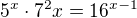 $5^x \cdot 7^2x=16^{x-1}$