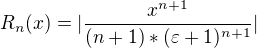 kopírovat do textarea $R_{n}(x)=|\frac{x^{n+1}}{(n+1)*(\varepsilon +1)^{n+1}}|$