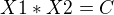 kopírovat do textarea $X1*X2 = C$