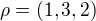 $\rho = (1, 3, 2)$