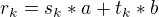$r_k=s_k*a+t_k*b$